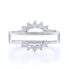 White Gold Diamond Enhancer Wedding Band - 14k Round .30ctw Wrap Jacket Ring