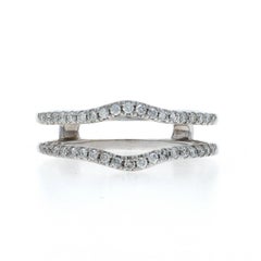 White Gold Diamond Enhancer Wedding Band - 14k Round .30ctw Wrap Jacket Ring