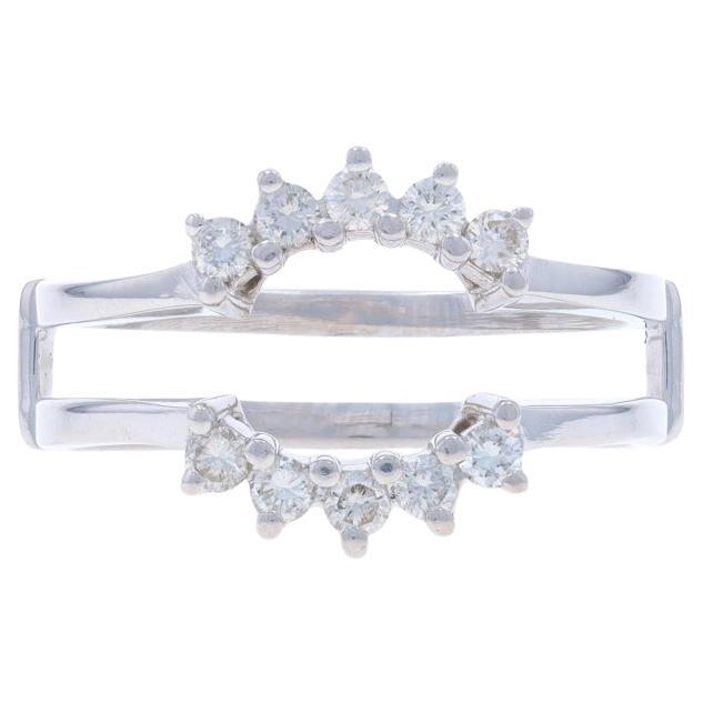 White Gold Diamond Enhancer Wedding Band - 14k Round .30ctw Wrap Jacket Ring
