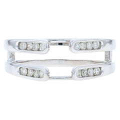White Gold Diamond Enhancer Wedding Band - 14k Round .32ctw Wrap Jacket Ring