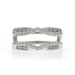 White Gold Diamond Enhancer Wedding Band - 14k Round .33ctw Wrap Jacket Ring