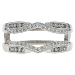 White Gold Diamond Enhancer Wedding Band - 14k Round .33ctw Wrap Jacket Ring