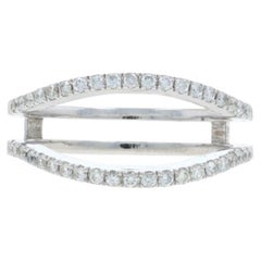 White Gold Diamond Enhancer Wedding Band - 14k Round .36ctw Wrap Jacket Ring