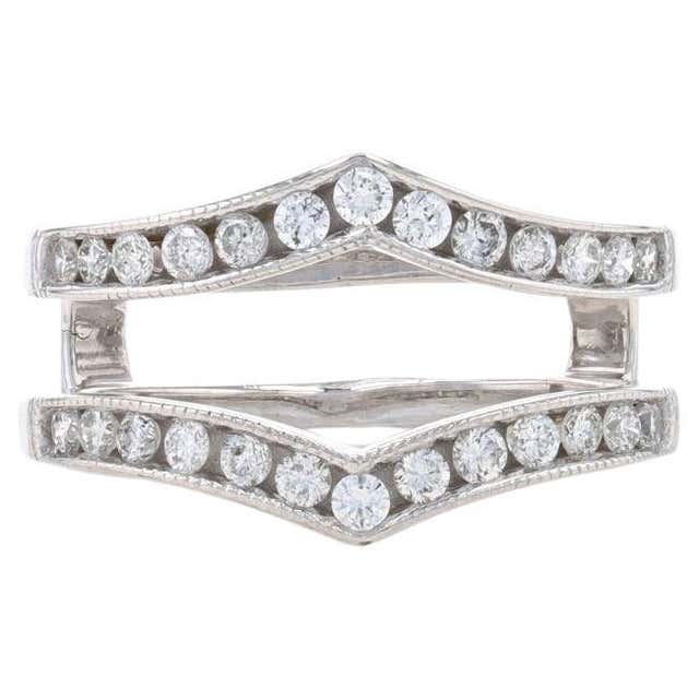 White Gold Diamond Enhancer Wedding Band -14k Single Cut .24ctw Wrap ...