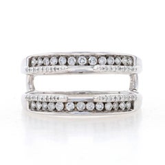 White Gold Diamond Enhancer Wedding Band - 14k Round .50ctw Wrap Jacket Ring