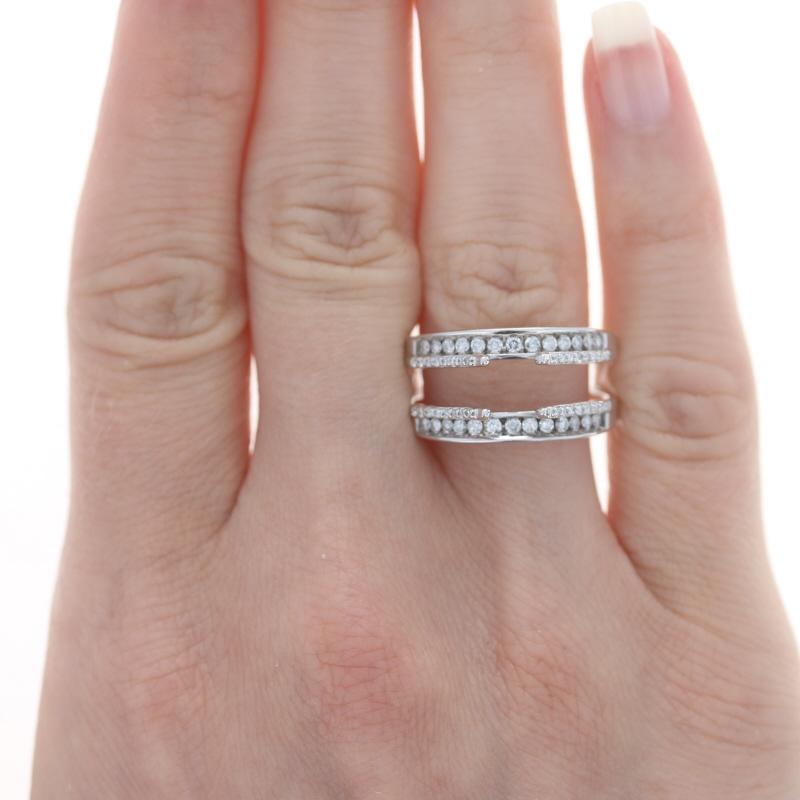 Weißgold Diamant Enhancer Ehering - 14k Rund .50ctw Wickeljacke Ring mit Diamant (Rundschliff) im Angebot