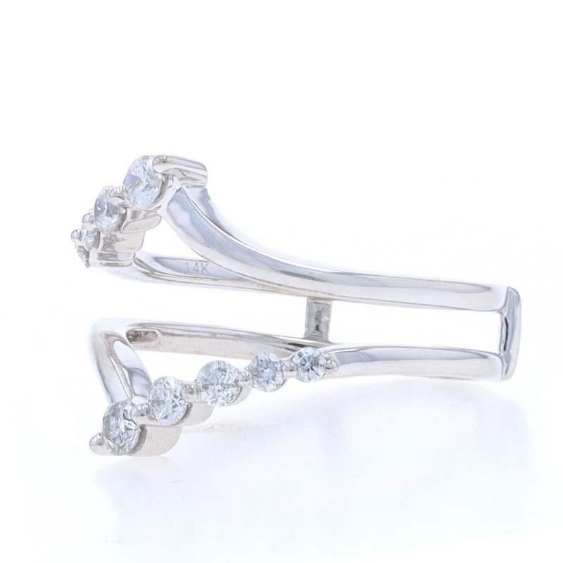 Round Cut White Gold Diamond Enhancer Wedding Band - 14k Round .50ctw Wrap Jacket Ring For Sale