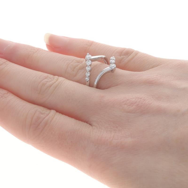 Women's White Gold Diamond Enhancer Wedding Band - 14k Round .50ctw Wrap Jacket Ring For Sale