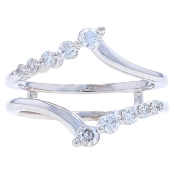 White Gold Diamond Enhancer Wedding Band - 14k Round .50ctw Wrap Jacket Ring For Sale