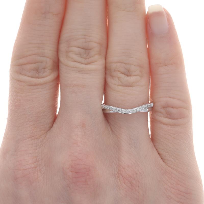 Round Cut White Gold Diamond Enhancer Wedding Band - 14k Round Brilliant .14ctw Guard Ring For Sale
