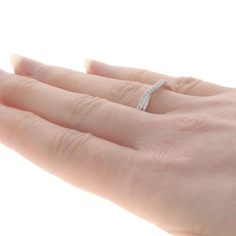 Women's White Gold Diamond Enhancer Wedding Band - 14k Round Brilliant .14ctw Guard Ring For Sale