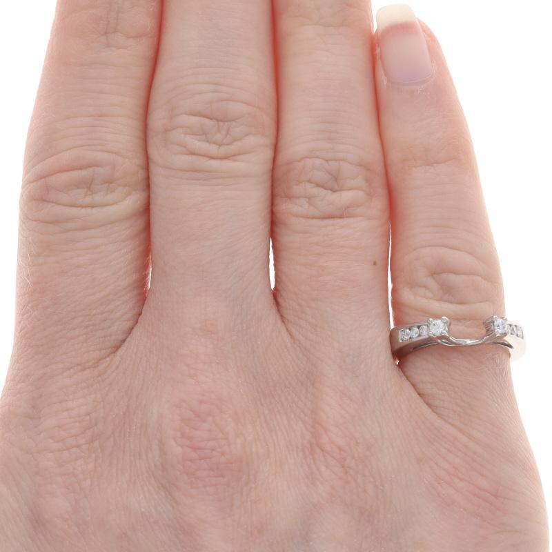 Round Cut White Gold Diamond Enhancer Wedding Band - 14k Round Brilliant .20ctw Guard Ring For Sale