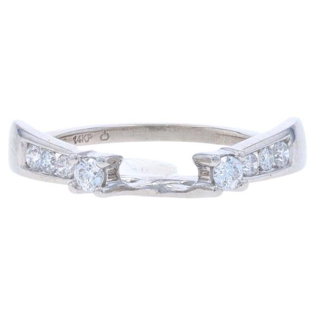 White Gold Diamond Enhancer Wedding Band - 14k Round Brilliant .20ctw Guard Ring For Sale