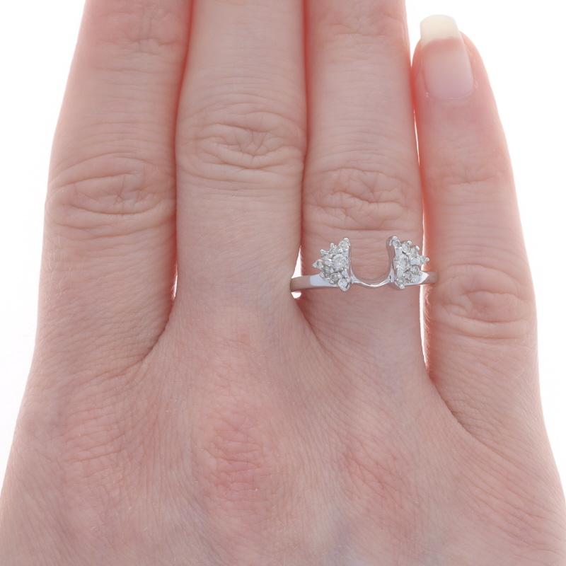 Round Cut White Gold Diamond Enhancer Wedding Band - 14k Round Brilliant .26ctw Guard Ring For Sale