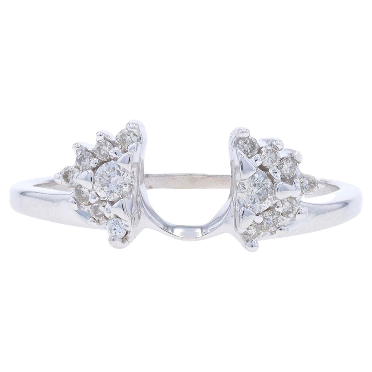 White Gold Diamond Enhancer Wedding Band - 14k Round Brilliant .26ctw Guard Ring For Sale