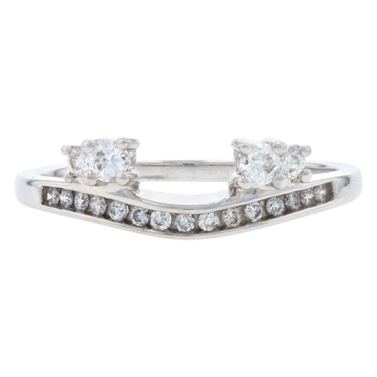 For Sale:  White Gold Diamond Enhancer Wedding Band, 14k Round Brilliant .35ctw Guard Ring