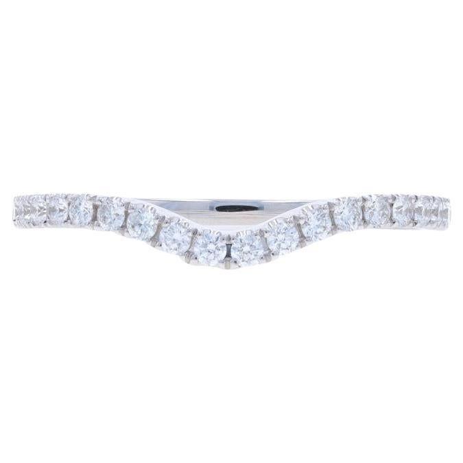 White Gold Diamond Enhancer Wedding Band 14k Round.31ctw French Set Contour Ring For Sale