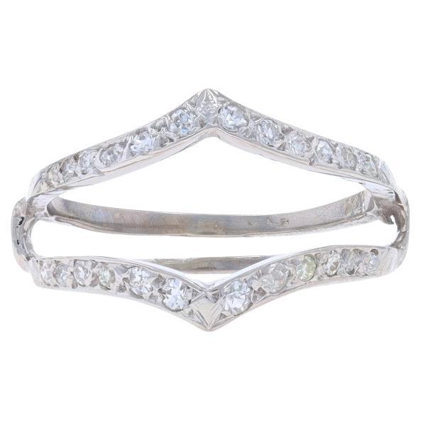 White Gold Diamond Enhancer Wedding Band -14k Single Cut .24ctw Wrap Jacket Ring