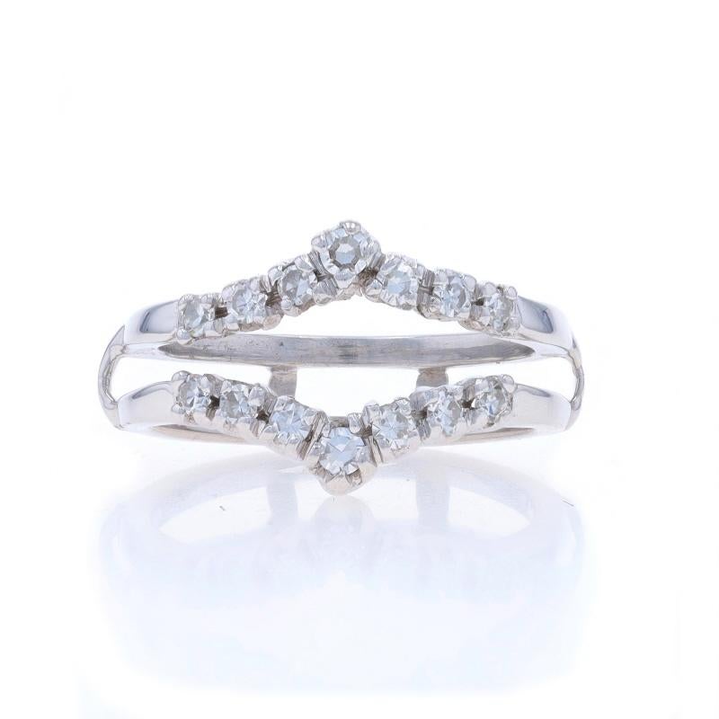 Size: 5 1/2
Sizing Fee: Up 3 sizes for $80 or Down 1 size for $60

Metal Content: 14k White Gold

Stone Information

Natural Diamonds
Carat(s): .38ctw
Cut: Single
Color: G - H
Clarity: VS1 - VS2

Total Carats: .38ctw

Center Opening (north to