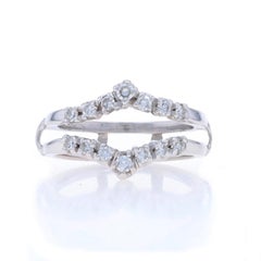 White Gold Diamond Enhancer Wedding Band 14k Single Cut .38ctw Wrap Jacket Ring