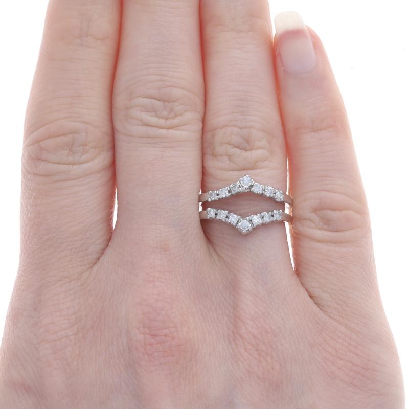 White Gold Diamond Enhancer Wedding Band 14k Single Cut .38ctw Wrap Jacket Ring In Excellent Condition For Sale In Greensboro, NC