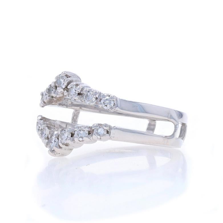 Women's White Gold Diamond Enhancer Wedding Band 14k Single Cut .38ctw Wrap Jacket Ring For Sale