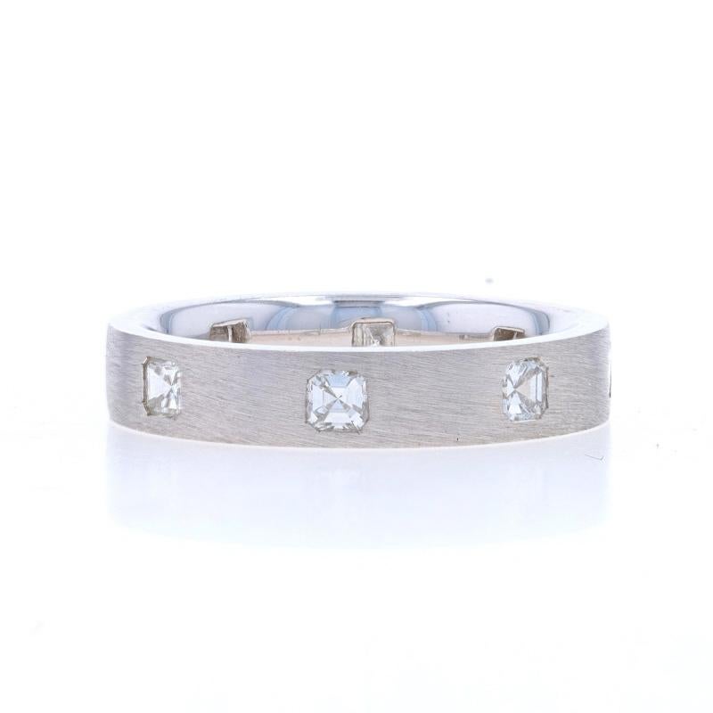 Asscher Cut White Gold Diamond Eternity Band 18k Asscher .60ctw Comfort Wedding Ring Sz6 3/4 For Sale