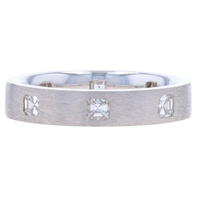 White Gold Diamond Eternity Band 18k Asscher .60ctw Comfort Wedding Ring Sz6 3/4 For Sale