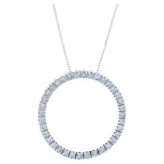 White Gold Diamond Eternity Circle Pendant Necklace, 14k Round 1/2ctw Love