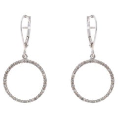 White Gold Diamond Eternity Dangle Earring - 10k Round .30ctw Halo Love Circles