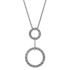 White Gold Diamond Eternity Duo Pendant Necklace 16" -14k Rd .28ctw Halo Circles