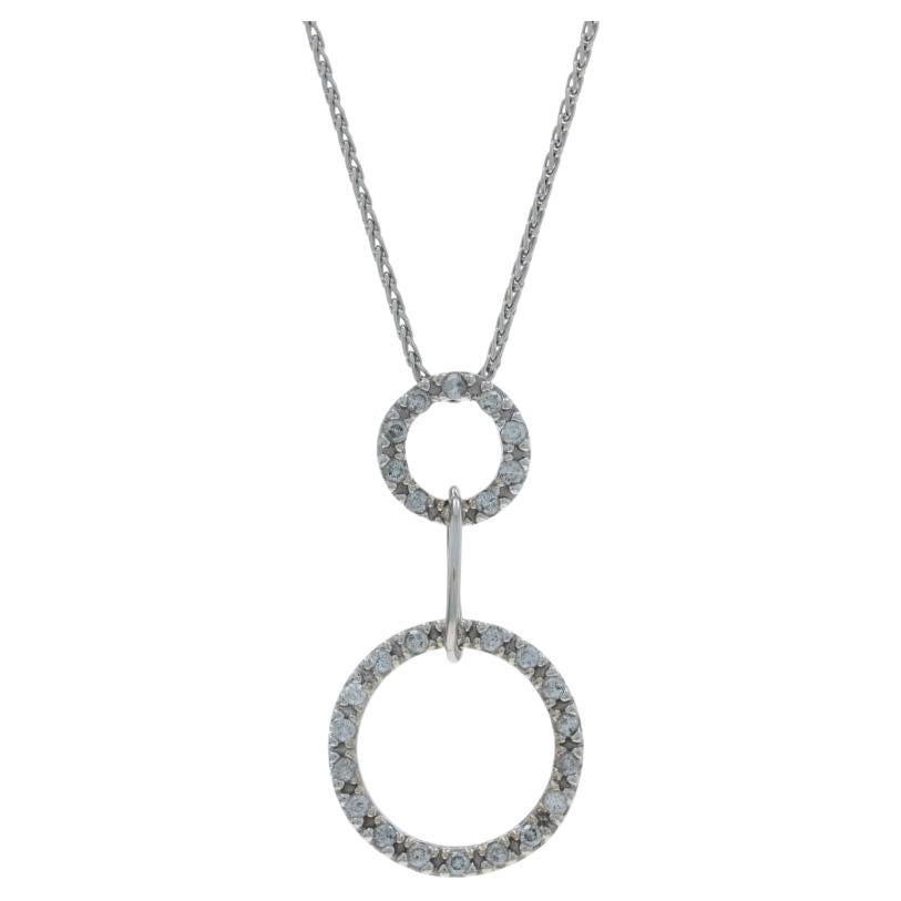 Collana con ciondolo Duo Eternity in oro bianco da 16" -14k Rd .28ctw Halo Circles
