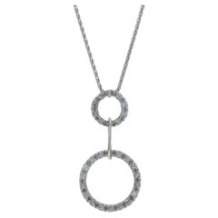Collana con ciondolo Duo Eternity in oro bianco da 16" -14k Rd .28ctw Halo Circles