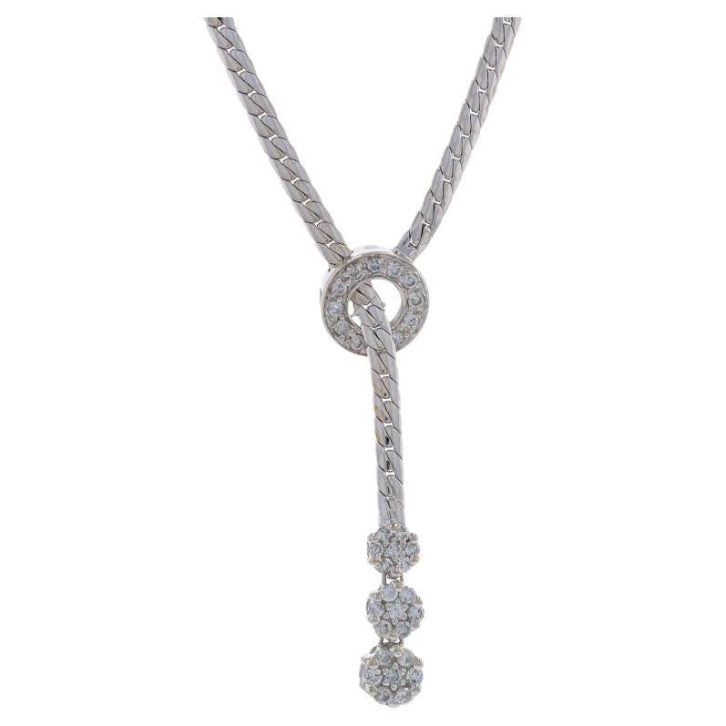 White Gold Diamond Eternity Journey Lariat Pendant Necklace 17" - 14k Rnd .40ctw