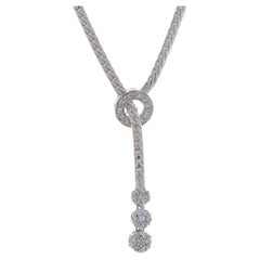 Weißgold Diamant Eternity Journey Lariat Anhänger Halskette 17" - 14k Rnd .40ctw