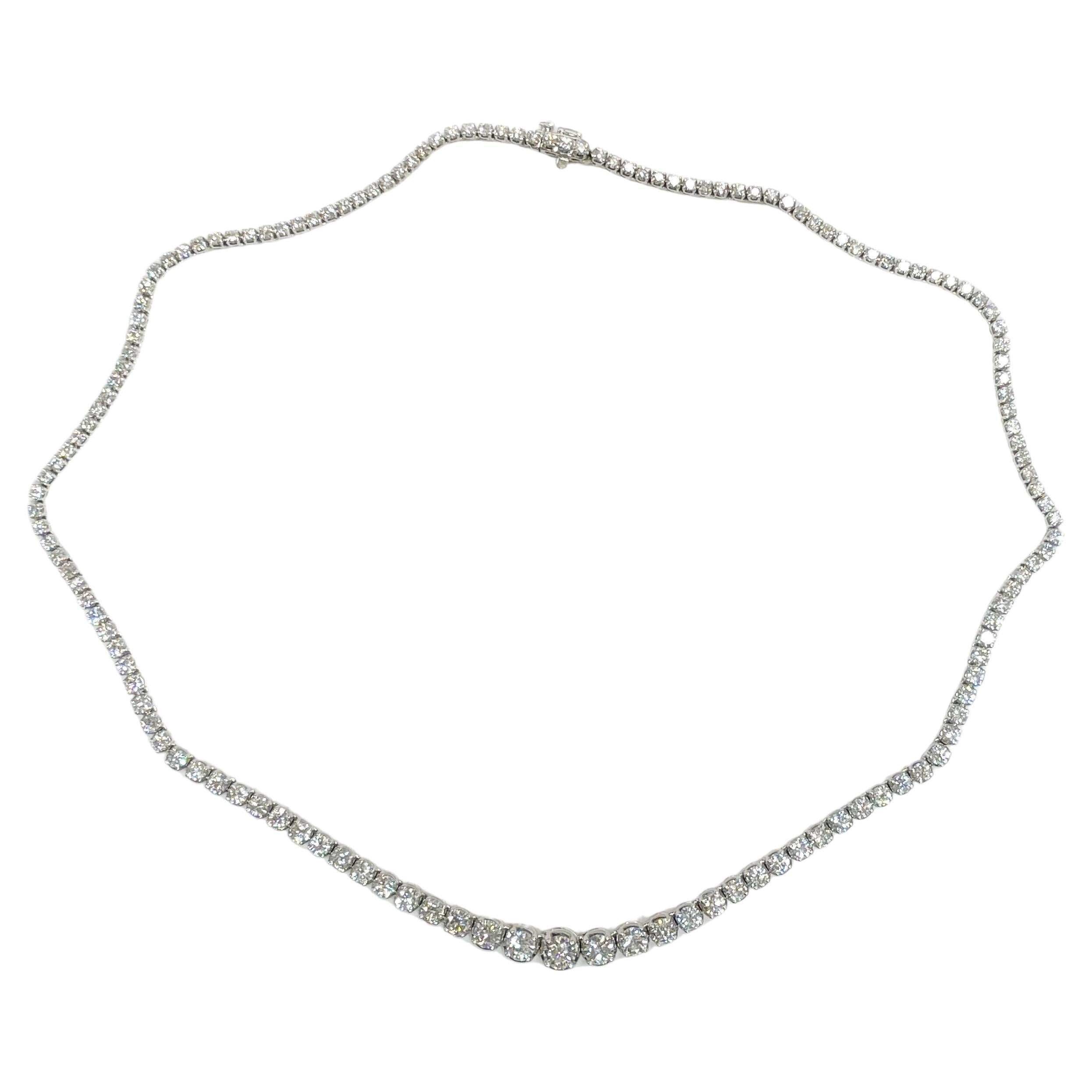 White Gold Diamond Eternity Necklace, 11.75 Carats For Sale