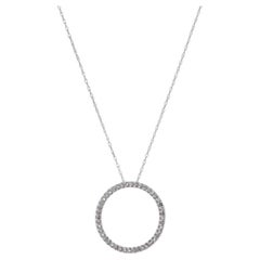 White Gold Diamond Eternity Necklace 18 1/4" - 10k Single Cut .25ctw Halo Circle