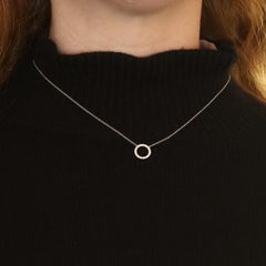 White Gold Diamond Eternity Necklace 18" - 14k Rd .26ctw Halo Circle Adjustable