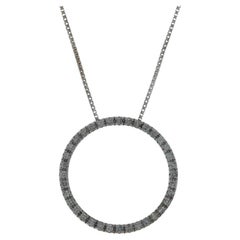 White Gold Diamond Eternity Pendant Necklace 20 1/4" - 14k Round .50ctw