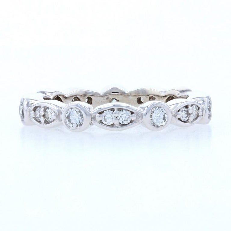 White Gold Diamond Eternity Wedding Band, 14k Round Brilliant Cut .64 ...