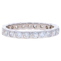 White Gold Diamond Eternity Wedding Band - 14k Round & European .88ctw Ring Sz 6