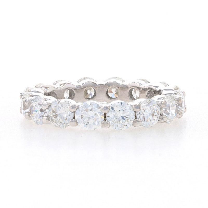 Round Cut White Gold Diamond Eternity Wedding Band - 18k Round Brilliant Cut 4.83ctw Ring For Sale