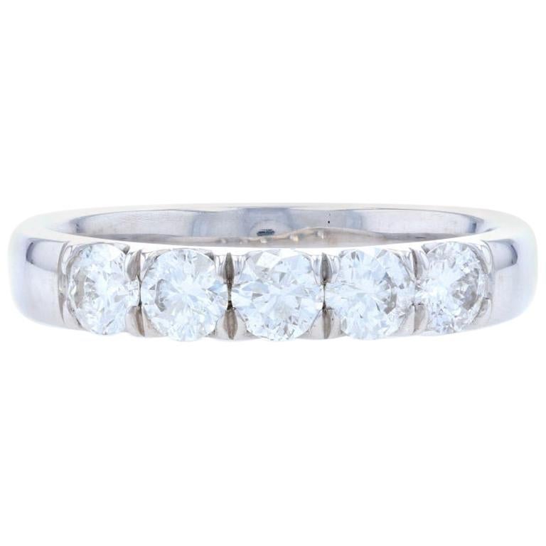 White Gold Diamond Five-Stone Anniversary Band 14 Karat 1.00 Carat Wedding Ring