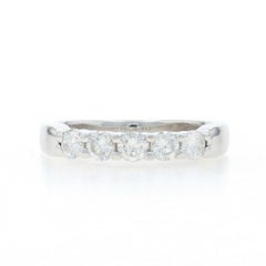 White Gold Diamond Five-Stone Anniversary Band - 14k Round .45ctw Wedding Ring