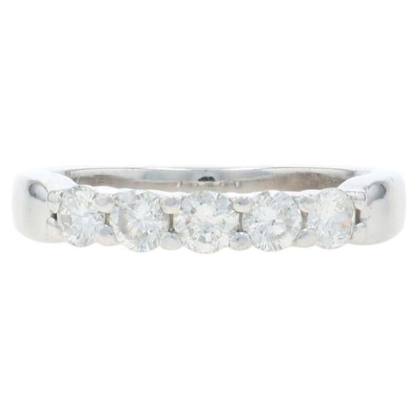 Weißgold Diamant Fünf-Stein-Jahrestag Band - 14k Runde .45ctw Ehering