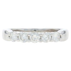 White Gold Diamond Five-Stone Anniversary Band - 14k Round .45ctw Wedding Ring