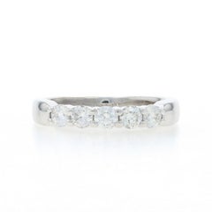 White Gold Diamond Five-Stone Anniversary Band - 14k Round .50ctw Wedding Ring