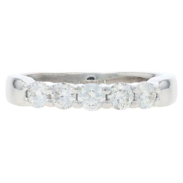 White Gold Diamond Five-Stone Anniversary Band - 14k Round .50ctw Wedding Ring