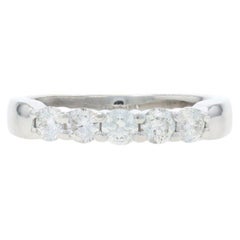 White Gold Diamond Five-Stone Anniversary Band - 14k Round .50ctw Wedding Ring