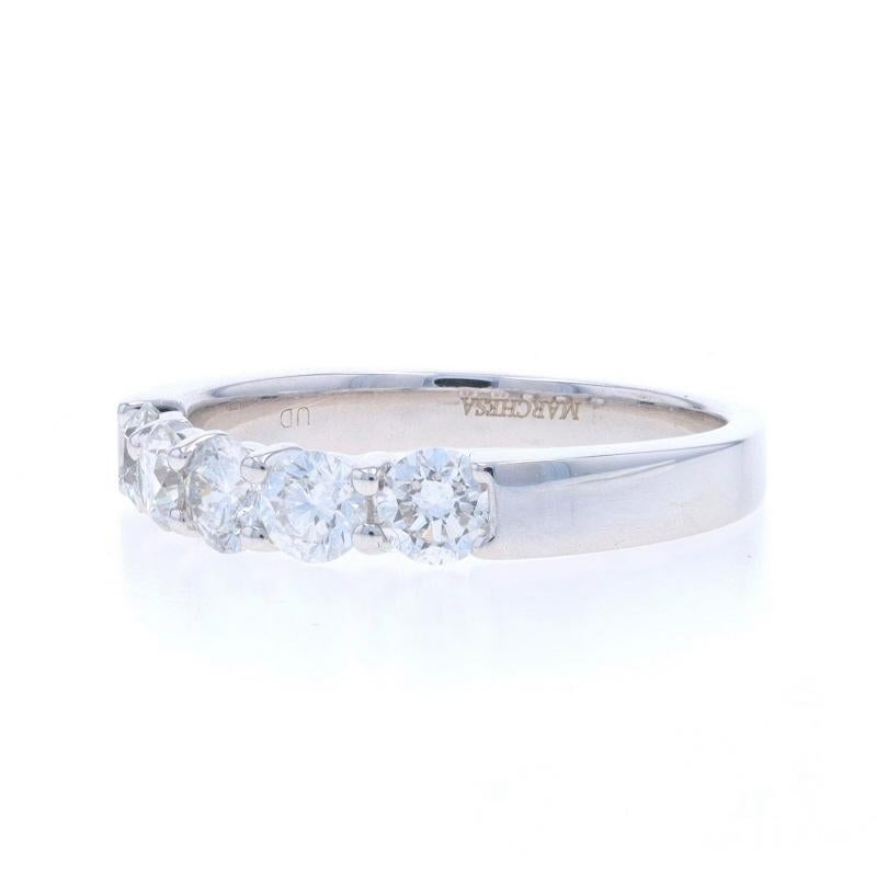 Oro Blanco Diamante Cinco Piedras Aniversario Alianza 14k Rd 1.00ctw Anillo 6 3/4 en Nuevo estado para la venta en Greensboro, NC